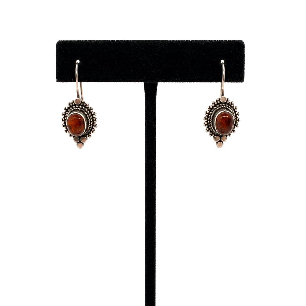 Baltic Amber Earrings 925 Sterling Silver Ornate Dangle Pierced Vintage